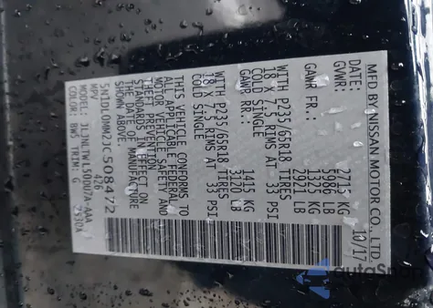 2018 Infiniti Qx60 z USA, uszkodzony, nr VIN 5N1DL0MM2JC508472